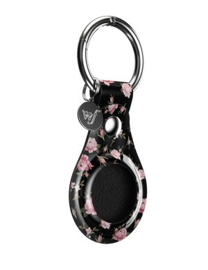 Black and Pink Floral Airtag Case