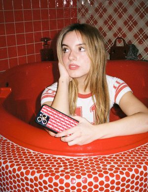 Red Gingham Hearts iPhone Case