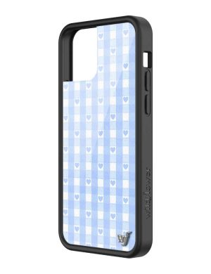 Blue Gingham Hearts iPhone Case