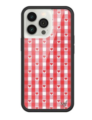 Red Gingham Hearts iPhone Case